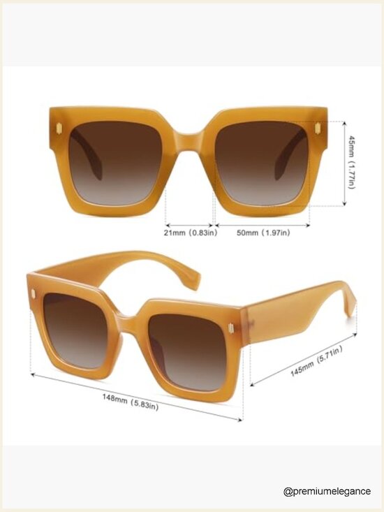 Retro Oversized Square Sunglasses Chunky Plastic Frames UV400 Protection Unisex main image 5